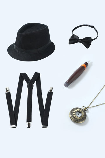 Ensemble d’accessoires noir des années 20 pour hommes